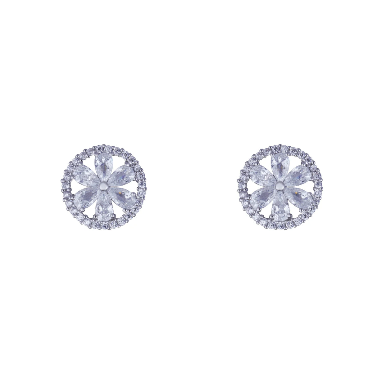 D&X London Elizabeth Cubic Zirconia Silver Crystal Clip on Earrings