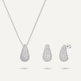 D&X London Silver Diamante Earring & Necklace Box Set