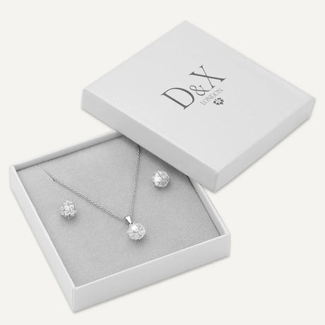 D&X London Silver Diamante Necklace & Earring Set