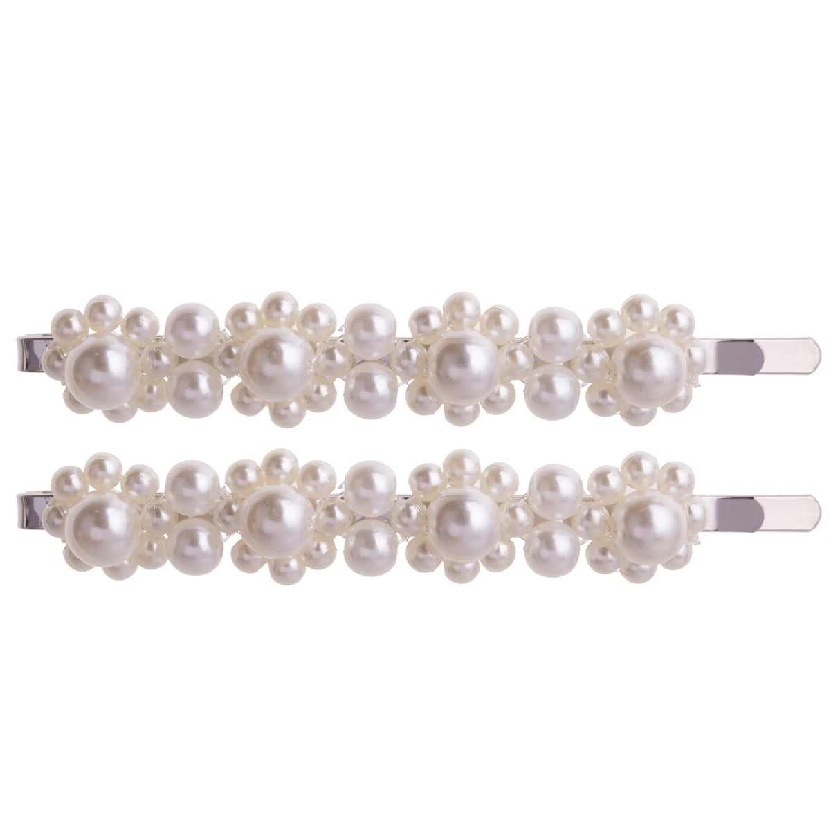 D&X London Audrey Silver & Cream Pearl Hair slides