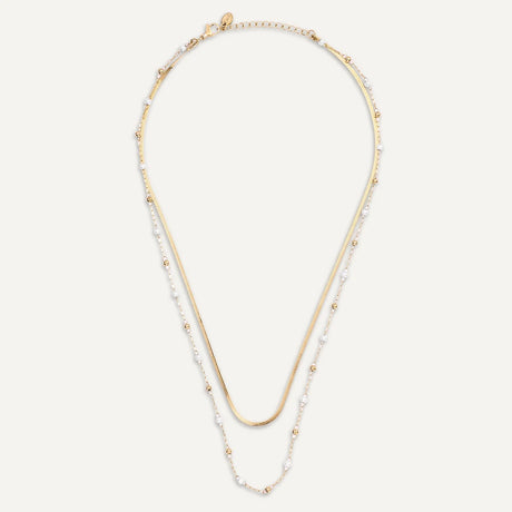 D& X London Vibes 18K Gold Plated Double String Pearl Necklace