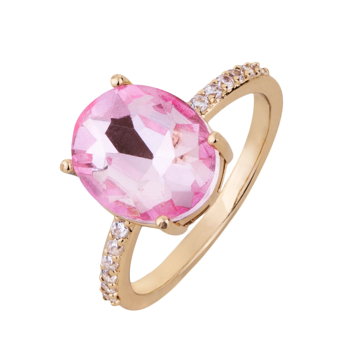 D&X London Iris Pink Gold Oval Crystal Ring