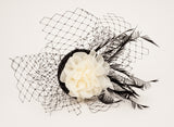 Black & Cream Net Slide Fascinator