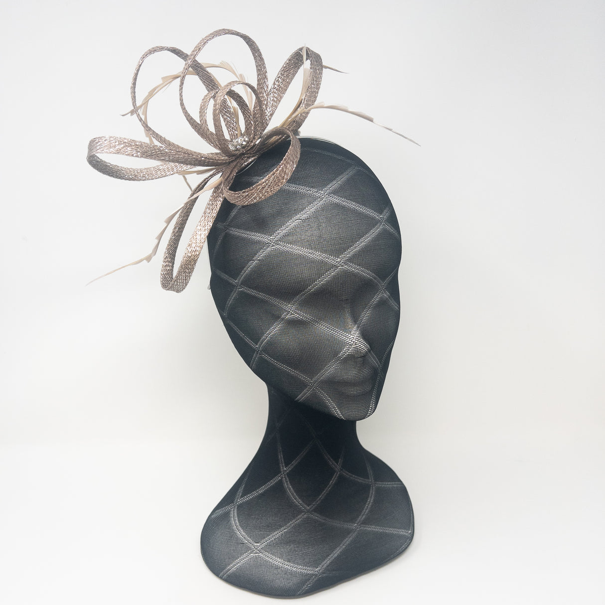 Taupe Diamanté Shimmer Fascinator