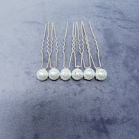 Rose Gold Pearl Hair Pins (6 pcs)