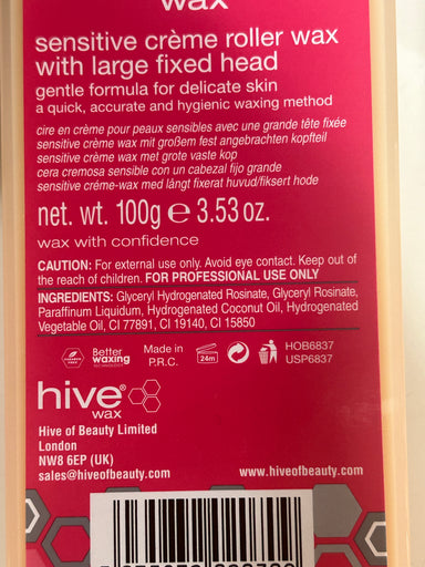 Hive Wax Sensitive Crème Roller Wax 100g With Large Fixed Head