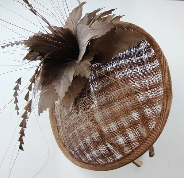 Chocolate Beige Disc Hairband Fascinator