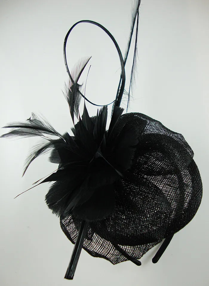 Black Feather Flower Petal Fascinator