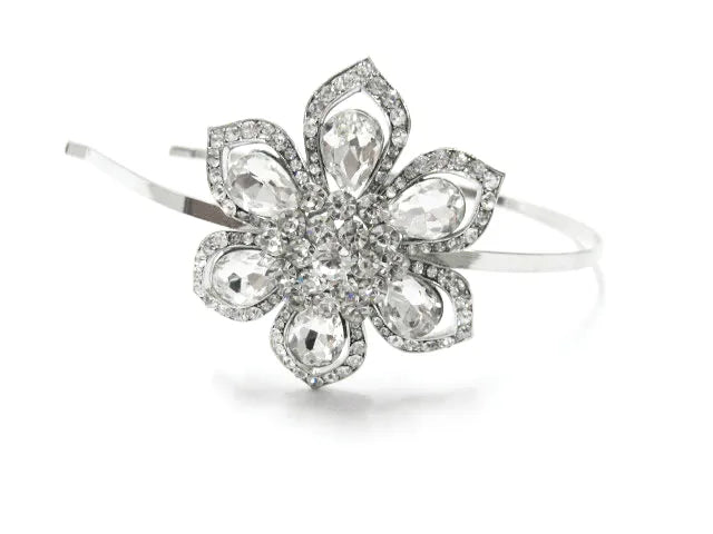 Crystal Silver Flower Jewelled Hairband