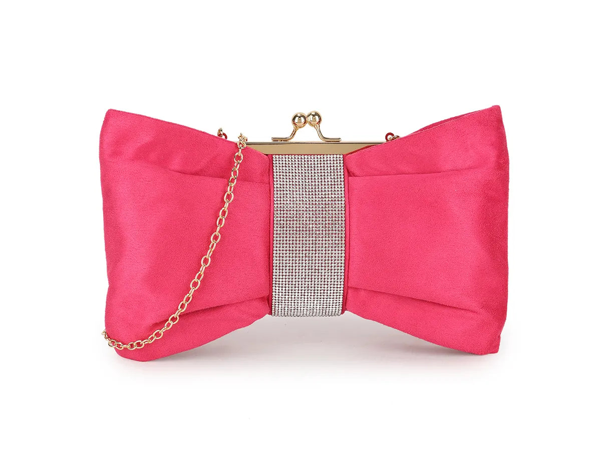 Fuchsia Pink Diamante Clutch Bag