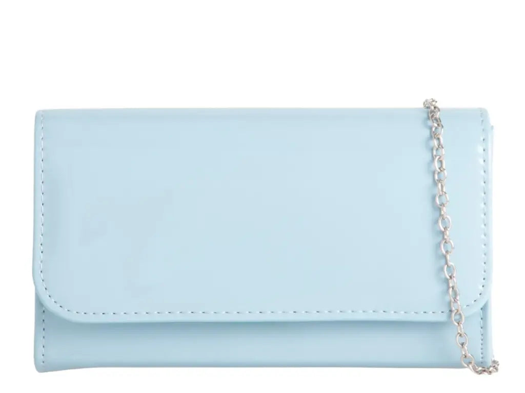 Baby Blue Patent Mini Clutch Bag
