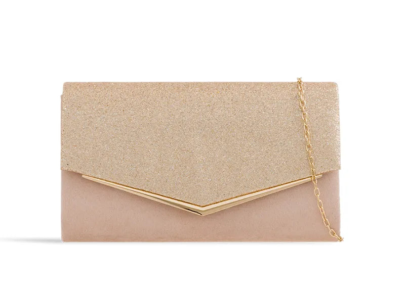 Nude & Sparkle Glitter Clutch Bag