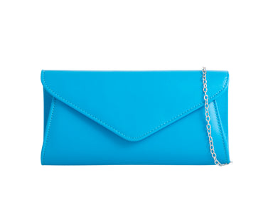 Sky Blue Patent Clutch Bag