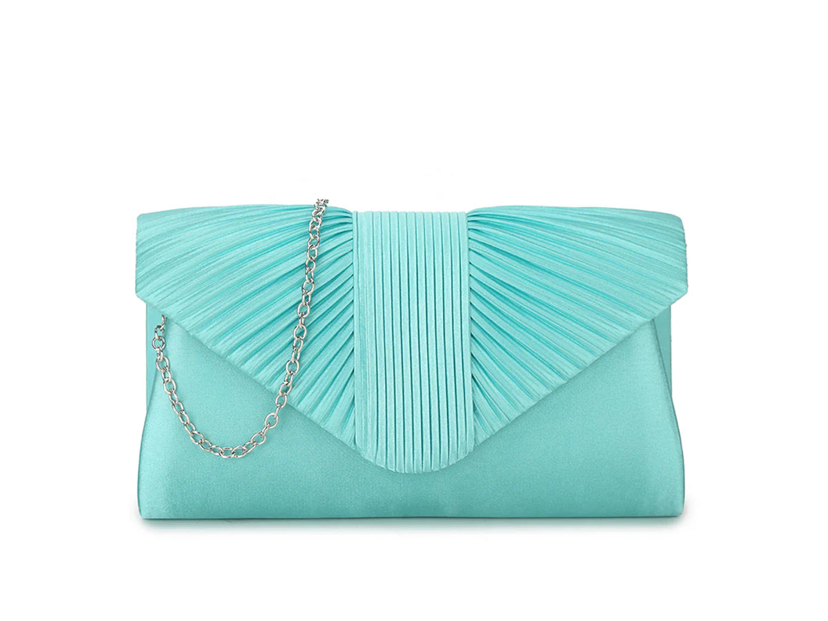 Jelly Mint Satin Ruffled Clutch Bag