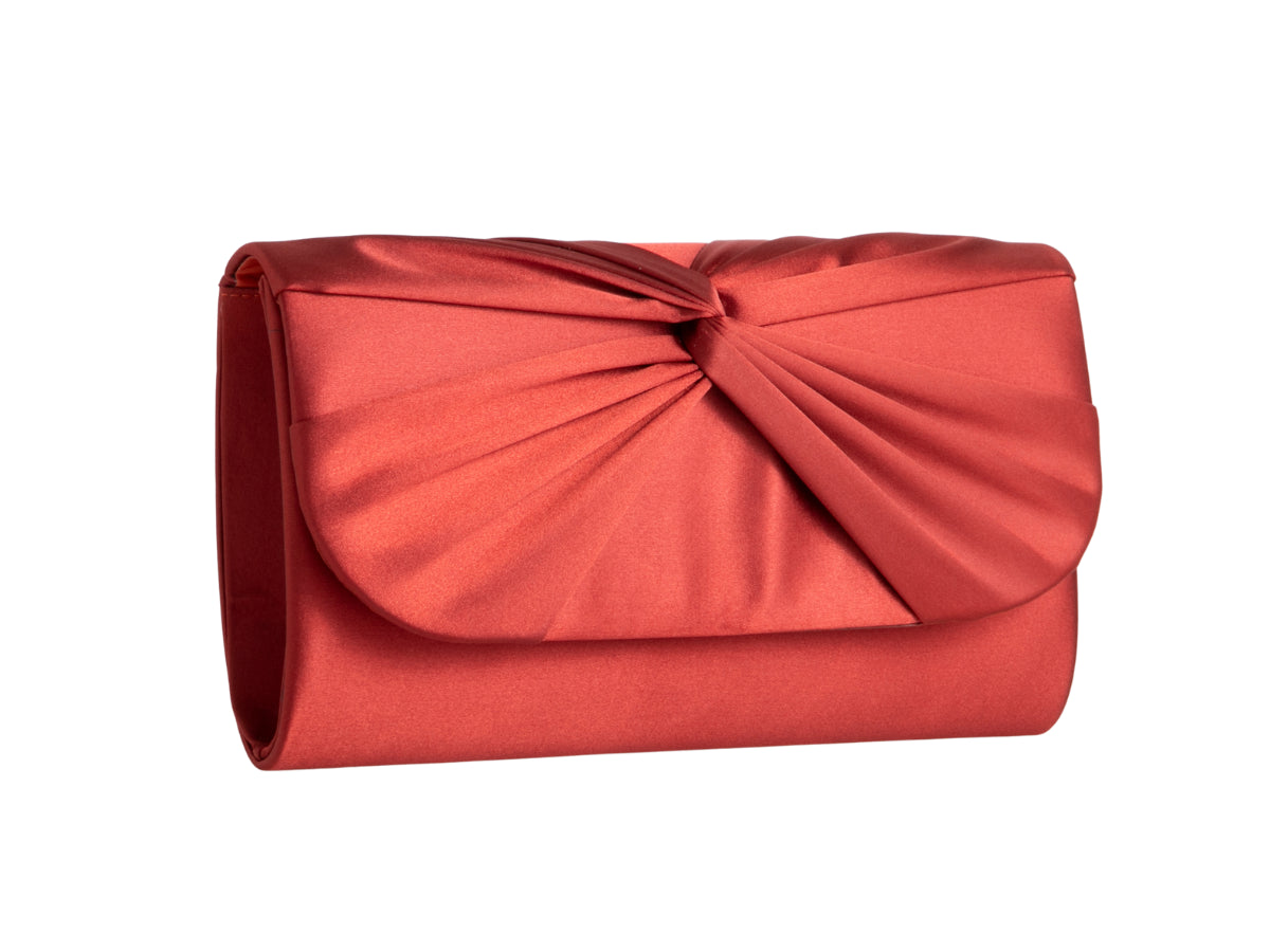 Rust Red Satin Clutch Bag