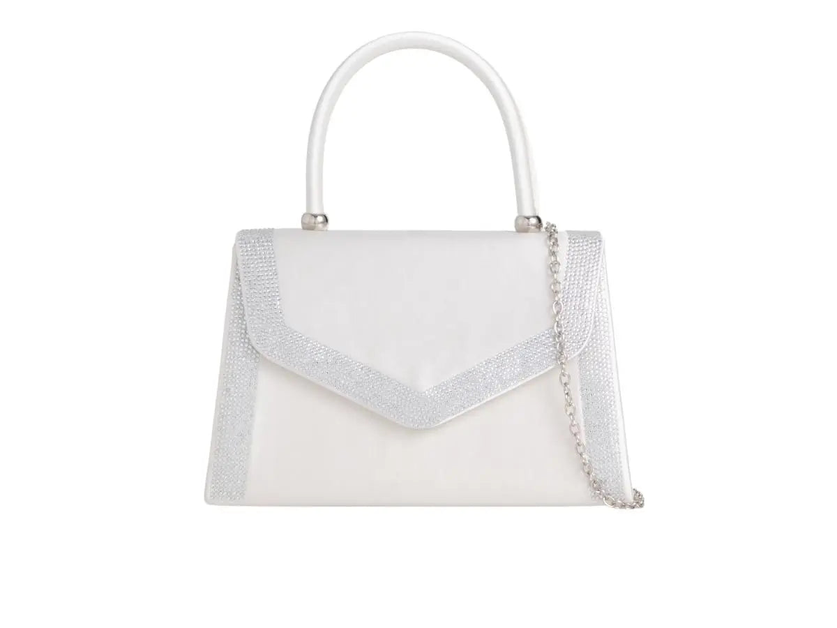 Ivory Satin Crystal Trimmed Handbag