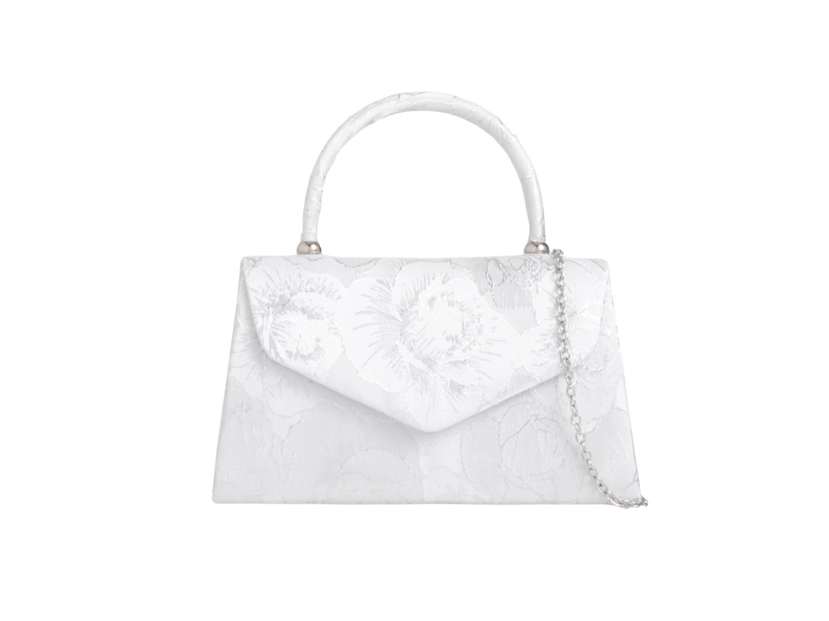 Silver Rose Floral Shimmer Mini Handbag