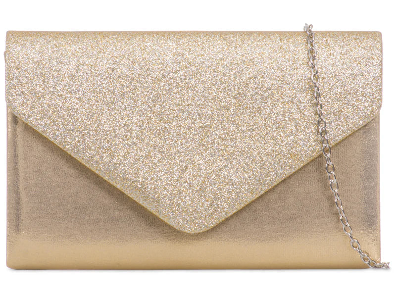 Gold Glitter Shimmer Clutch Bag