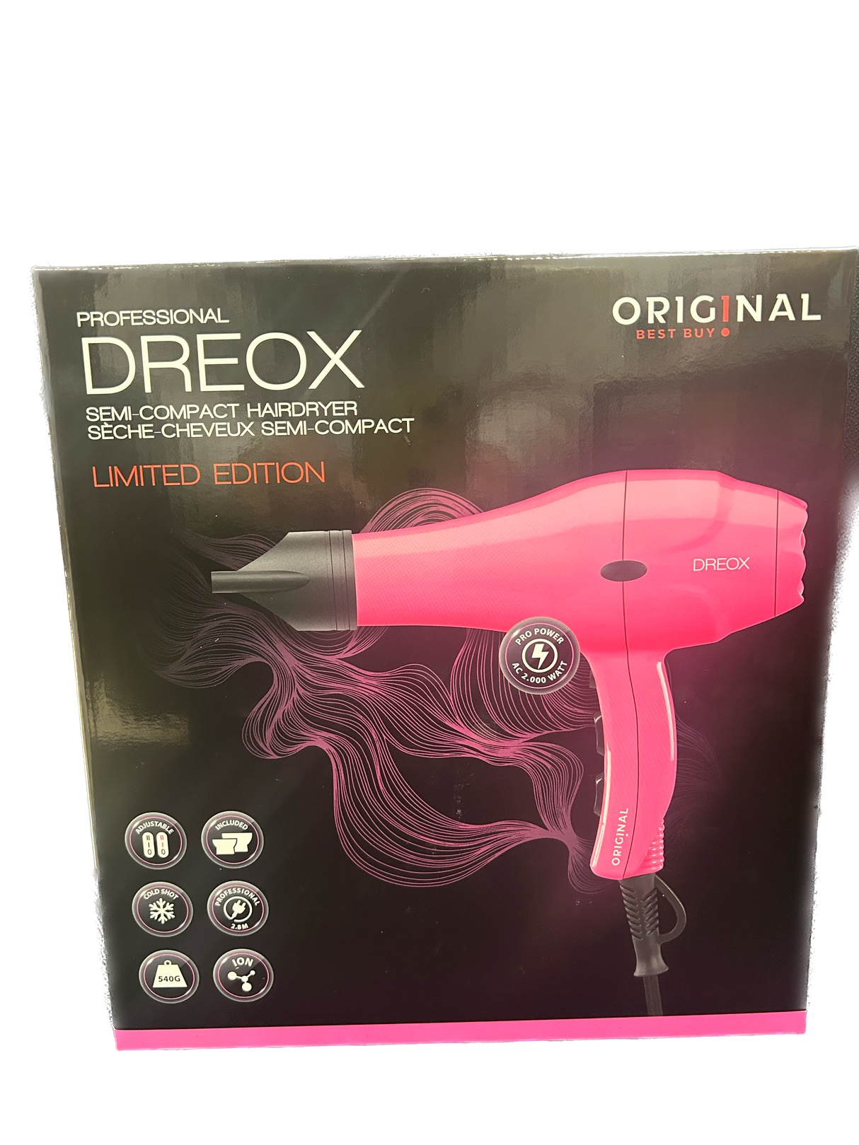 Dreox Professional Semi-Compact Hairdryer Neon Pink