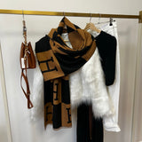 H Designer Style Printed Pashmina Scarf Brown