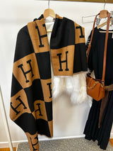 H Designer Style Printed Pashmina Scarf Brown