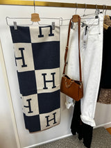 H Designer Style Printed Pashmina Scarf Grey