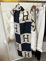 H Designer Style Printed Pashmina Scarf Grey