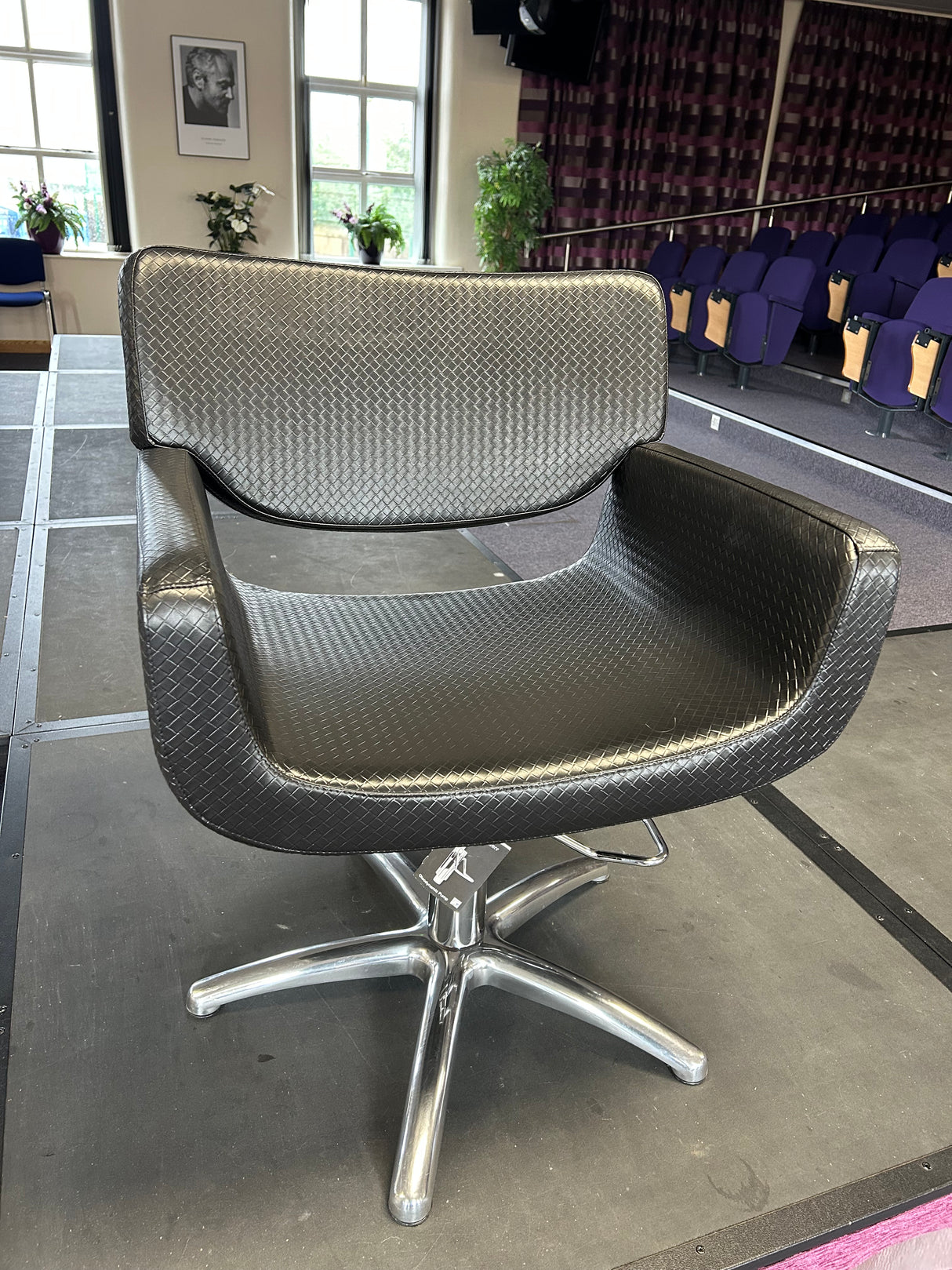 Salon Ambience Black Leather Woven Hydraulic Hairdressing Salon Chair