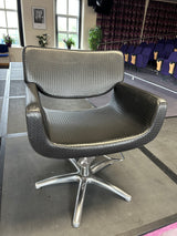 Salon Ambience Black Leather Woven Hydraulic Hairdressing Salon Chair