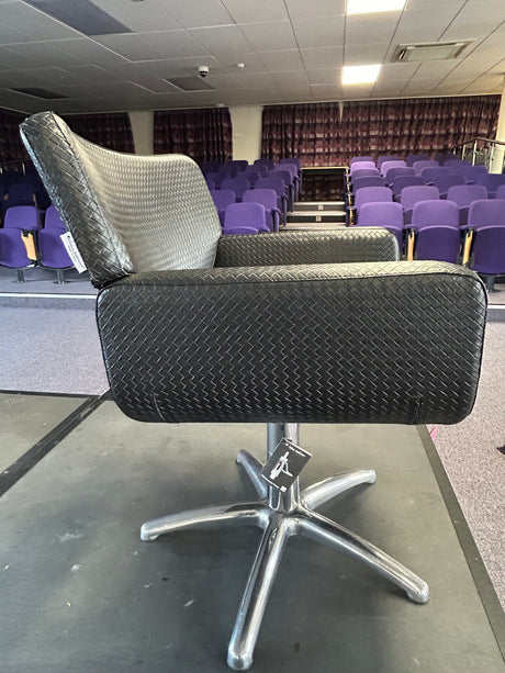 Salon Ambience Black Leather Woven Hydraulic Hairdressing Salon Chair