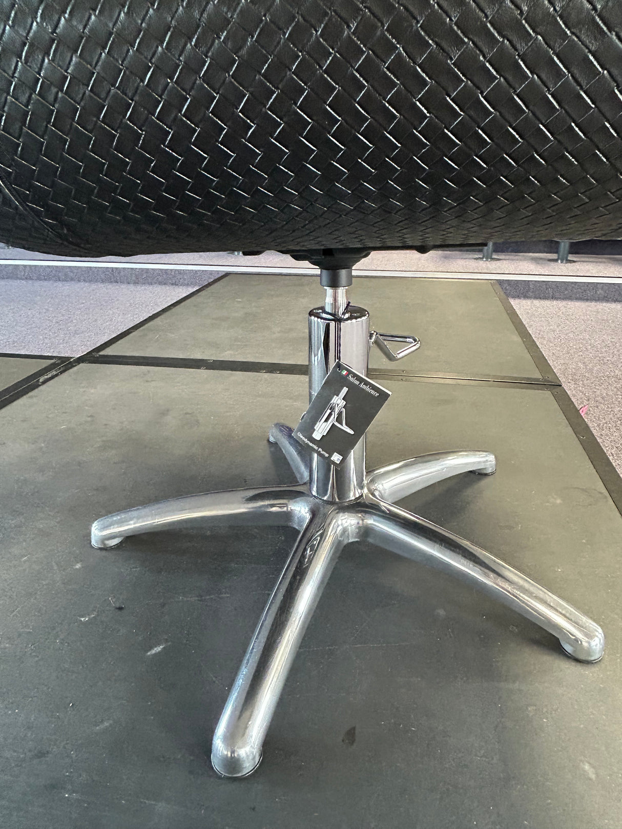 Salon Ambience Black Leather Woven Hydraulic Hairdressing Salon Chair