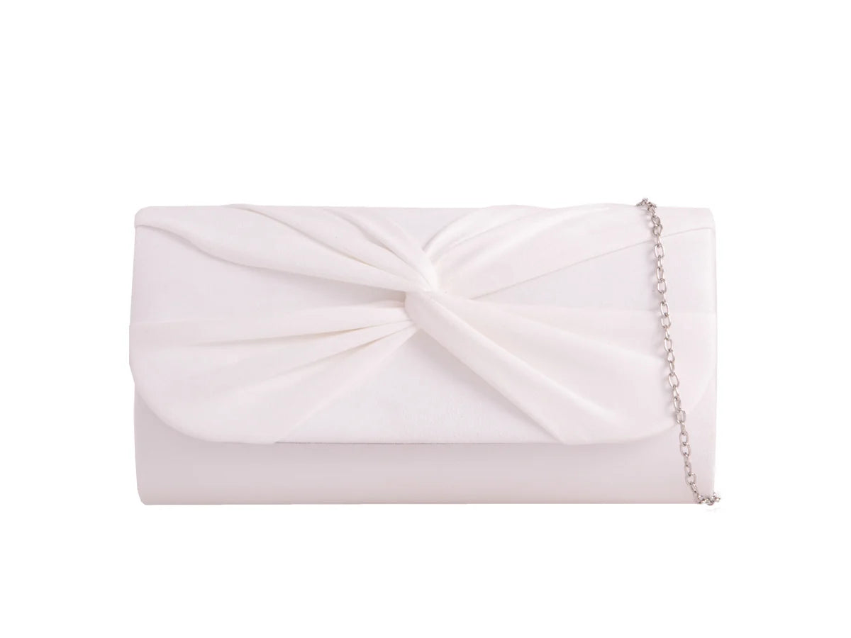 White Knot Suedette Clutch Bag
