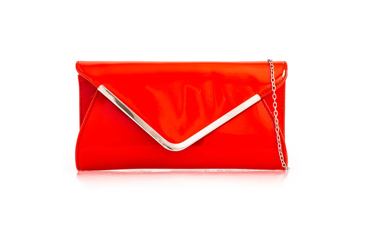 Hot Red Patent Clutch Bag