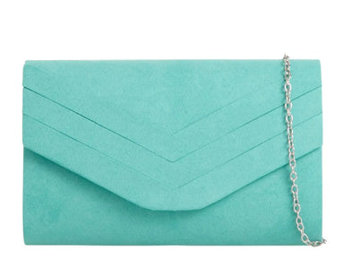 Mint Suede Envelope Clutch Bag