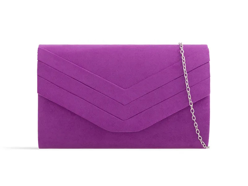 Purple Suede Envelope Clutch Bag