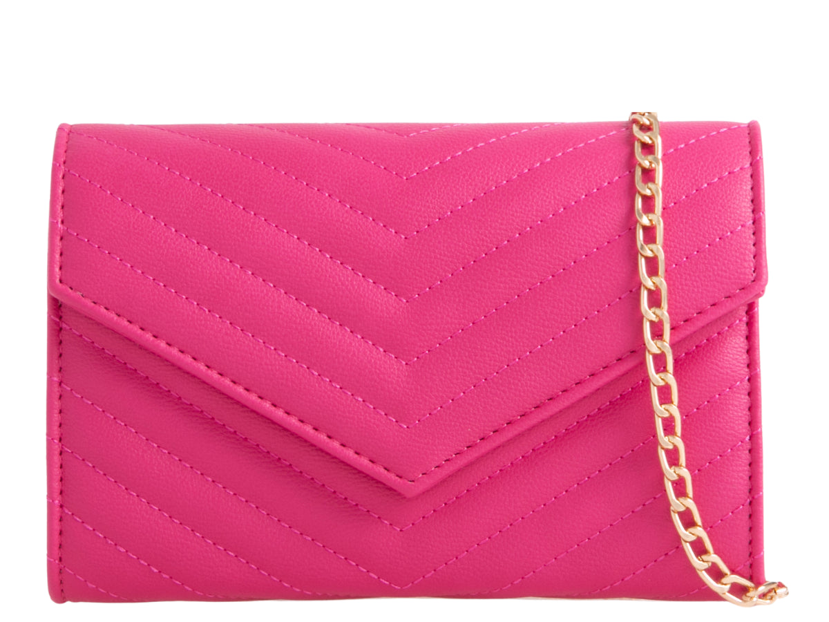 Fuchsia Pink Quilted Clutch Bag