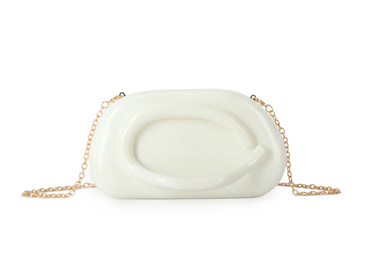 White Pearly Box Clutch Bag