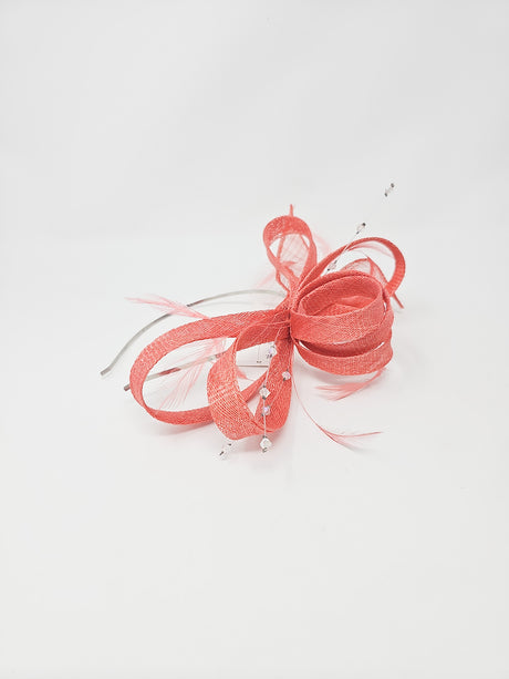 Watermelon Loop Feather Hairband Fascinator