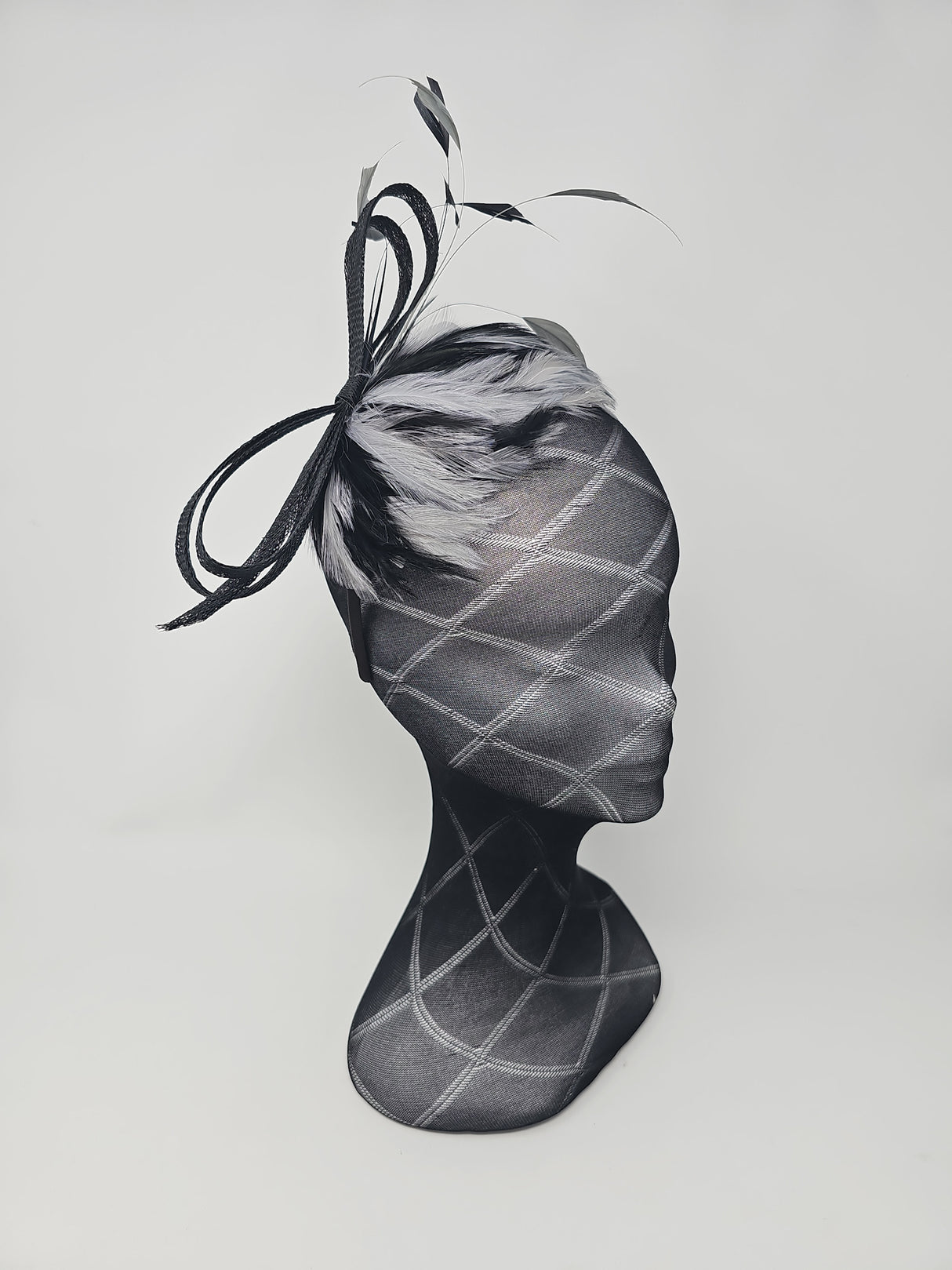 Grey & Black Small Disc Fascinator