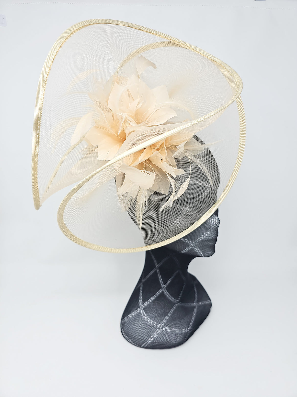 Champagne Netted Large Flowerbud Fascinator