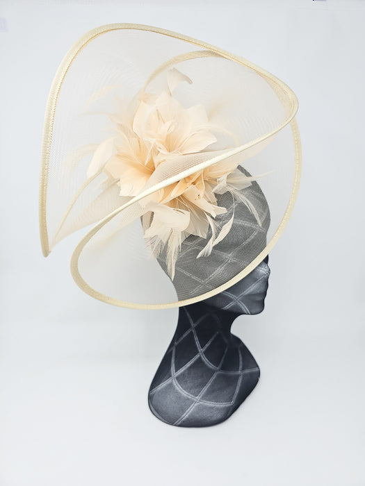 Champagne Netted Large Flowerbud Fascinator