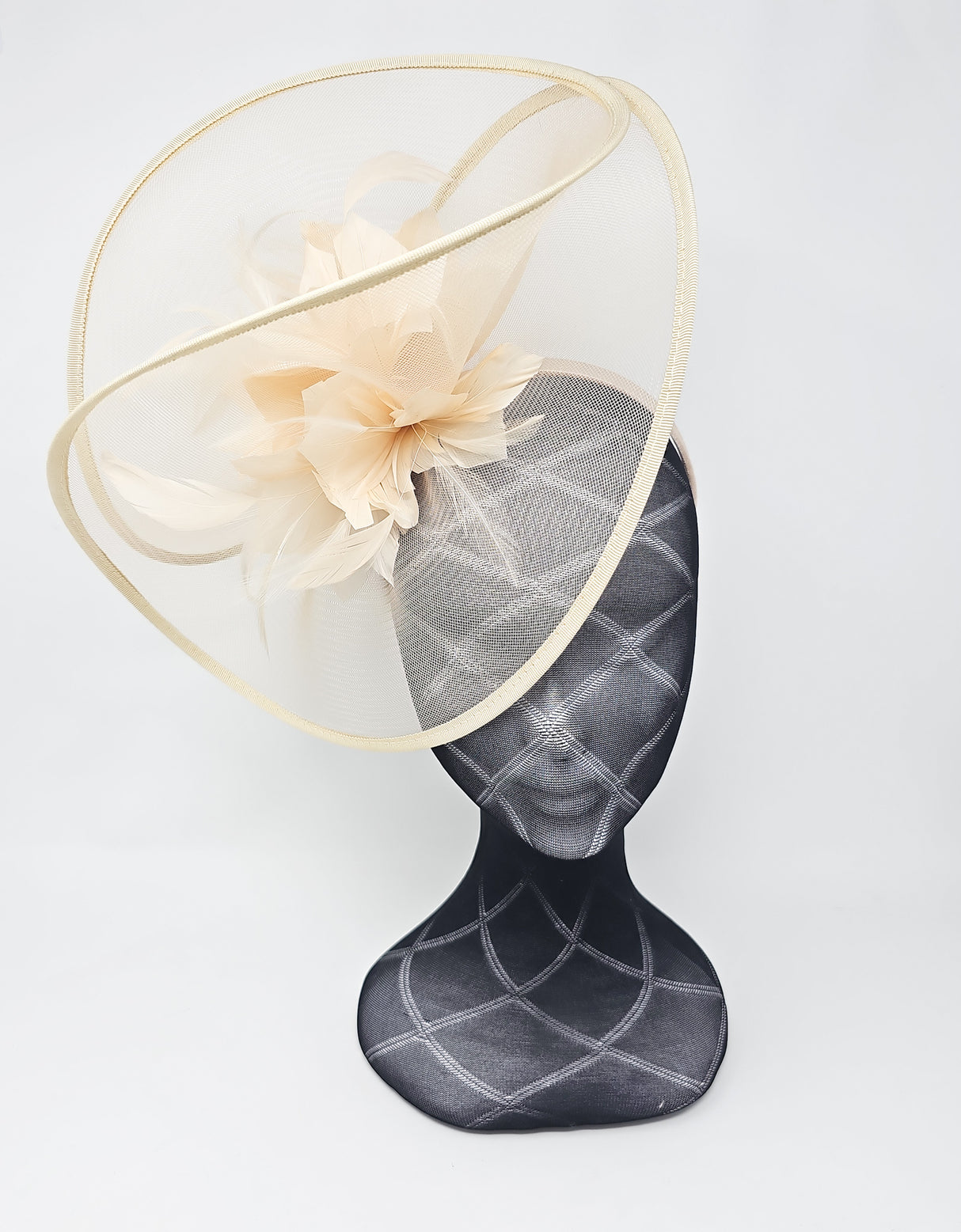 Champagne Netted Large Flowerbud Fascinator