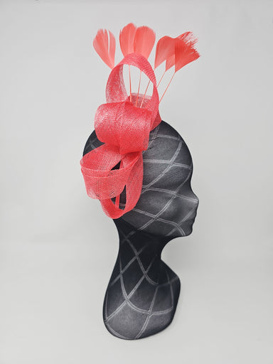 Coral Looped Feather Fascinator
