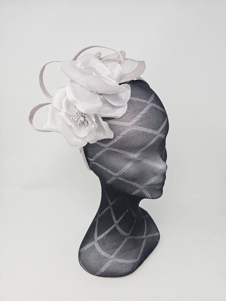 Silver Flower Loop Hairband Fascinator