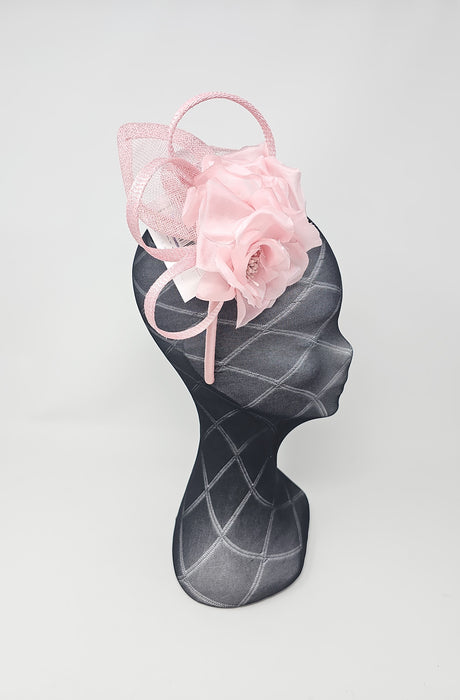 Blush Rose Pink Flower Loop Hairband Fascinator