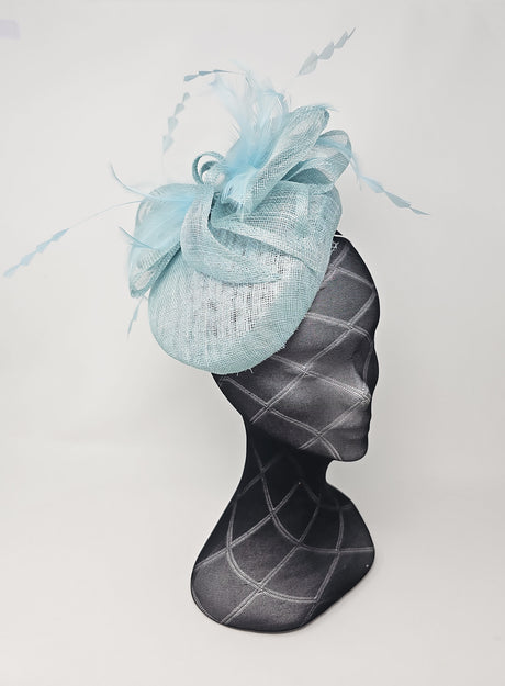 Aqua Blue Beret Shaped Fascinator With Elastic