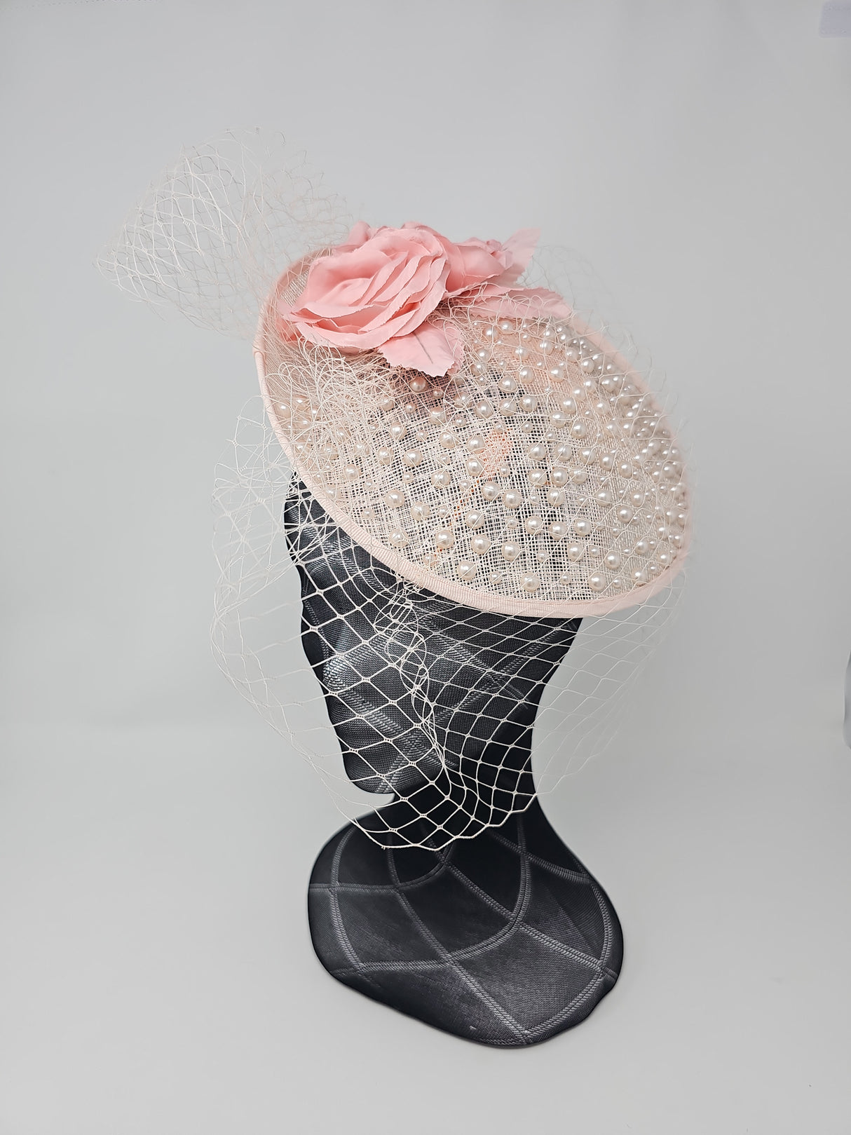 Blush Pink Pearl Round Disc Fascinator