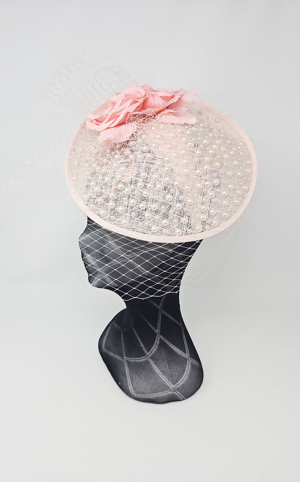 Blush Pink Pearl Round Disc Fascinator