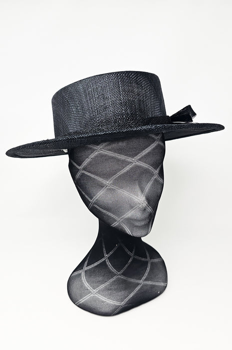 Black Short Brim Hat With Feather Quill