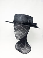 Black Short Brim Hat With Feather Quill